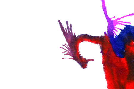 Ink stains. Abstraction art on white paper, creative design elements.の写真素材