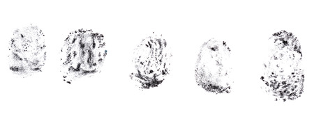 Fingerprints black charcoal pencil. Design elements on a white background.の写真素材