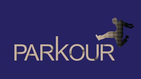 Parkour is a man. Leap forward. Vector in a minimalistic style. Silhouette of a man with gradient fills. Print for fabric.のイラスト素材