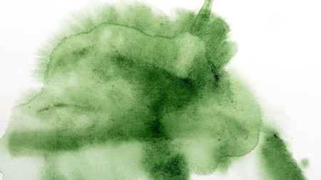 Abstract watercolor painting. Textured background. Drips and gradient fills of green paint on canvas.の写真素材
