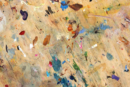 Abstract Backdrop Art Paint Strokes On Wood Background. Color Texture. Fragment Of Artwork.の写真素材