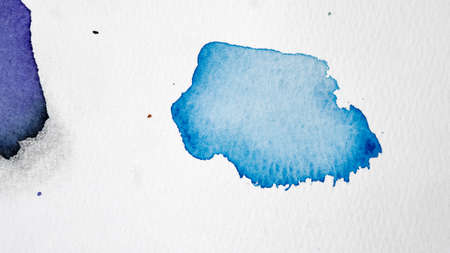 Bright Watercolor Spots On Watercolor Paper. Hand Painted Backdrop. Creative Vibrant Abstract Illustration On White Background. Space For Text. Bitmap Illustrationの写真素材