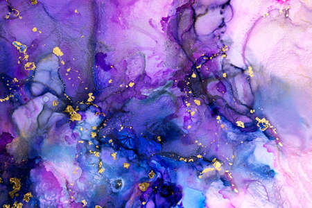 Abstract Alcohol Ink Colors Translucent. Modern Fluid Art Technique. Multicolored Marble Texture...