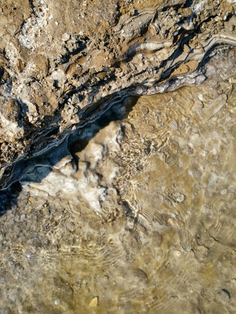 Dead Sea salt mineral natural formation crystal layers. abstract texture. wallpaper. background. Israelの写真素材