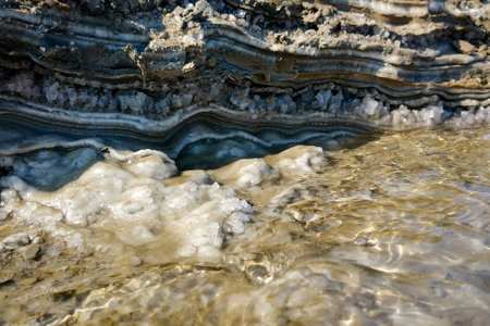 Dead Sea salt mineral natural formation crystal layers. abstract texture. wallpaper. background. Israelの写真素材