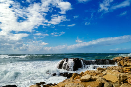 Mediterranean coast. Colorful seascape in sunny weather at coast