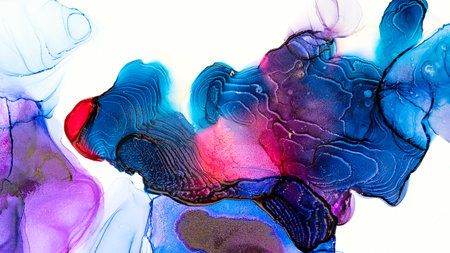 Abstract Fluid Art Alcohol Ink. Pink, Blue and Purple Colors. Trendy Translucent Wallpaper