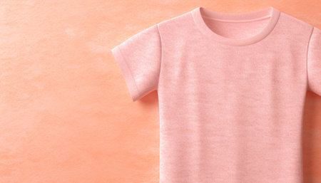 Soft peach fuzz-colored t-shirt on a matching background, perfect for a clean and modern presentation.の素材