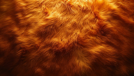 Warm golden fur texture with a rich, fiery glow and a soft, luxurious feel.の素材