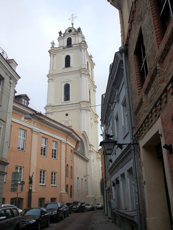 This street, located in the centre of Vilnius Lithuania, reveals all the beauty of the architecture of the cityのeditorial素材