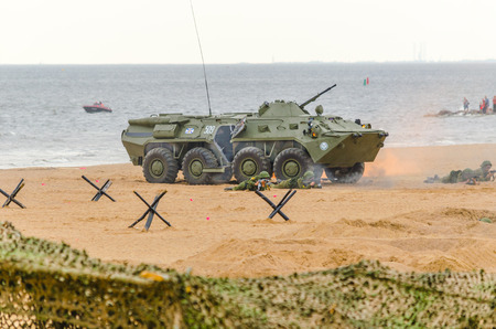 St. Petrcburg, Russia - July 26, 2015: The landing and the attack of the Marines, with the support...
