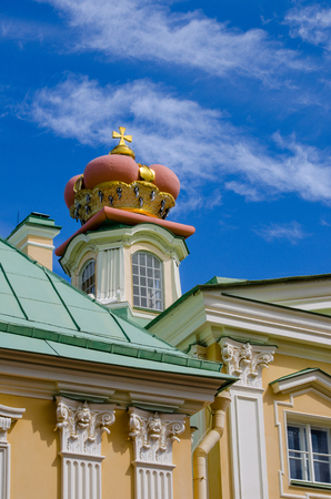 A fragment of Prince Menshikov Palace in Oranienbaum with a princely crown on the roof.のeditorial素材
