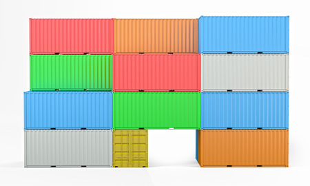 Colorfull Stacked Containers 3D Rendering