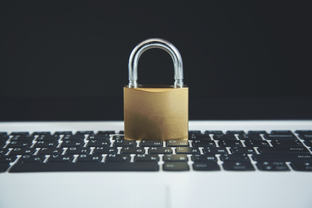lock on computer keyboard on the table