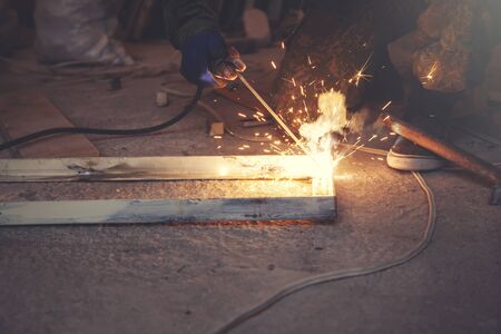 Cutting metal with many sharp sparks in home
