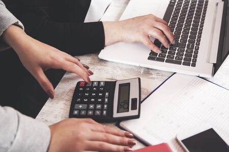 team working in document in office deskの写真素材