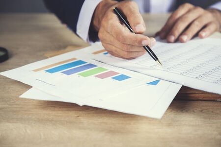 young business man hand document and pen の写真素材