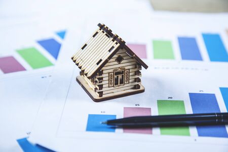 house model on document on the deskの写真素材