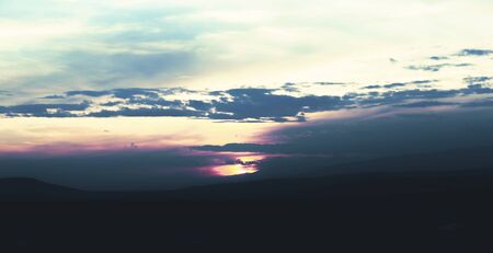 Beautiful sky on twilight time and the night cityの写真素材