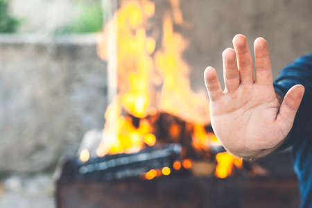 Stop forest fire, Danger of forest fireの写真素材