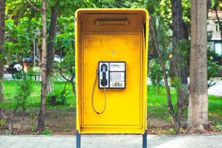close up of the public pay phone in the cityの写真素材