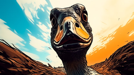 a bird with a very big beak and a big smileの素材
