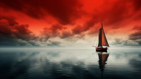 a sailboat in the ocean at sunsetの素材