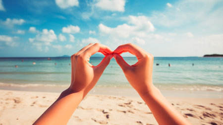 a person making a heart with their handsの素材