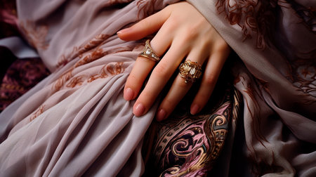 a woman's hand with a ring on her fingerの素材