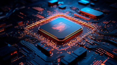 a computer chip on a printed circuit boardの素材