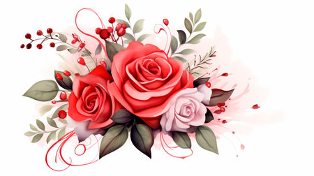 a heart shaped arrangement of pink and red rosesの素材