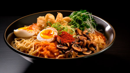 a bowl of food with a fried egg on topの素材