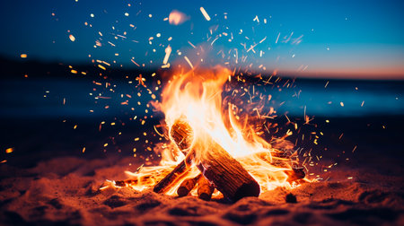 Photo for a fire in the middle of a pile of logs - Royalty Free Image