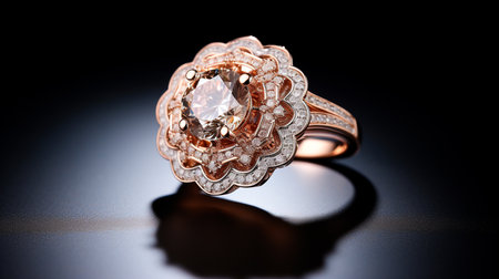 a blue diamond ring with a diamond haloの素材