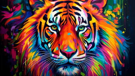 a tiger with a colorful backgroundの素材