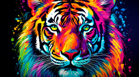 a tiger with a colorful backgroundの素材