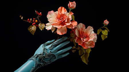 a person holding a bouquet of flowers in their handの素材