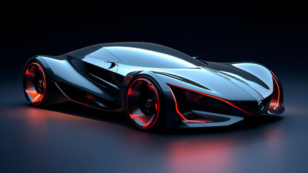 a futuristic car in a dark roomの素材