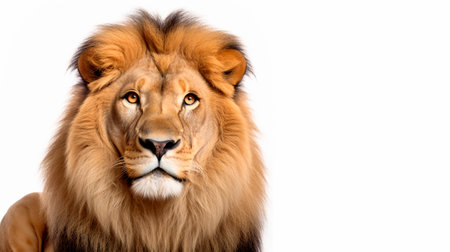 a lion sitting on a white surfaceの素材
