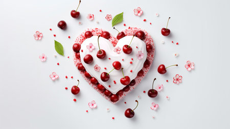 cherry and cherry on a white background.の素材