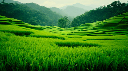 green grass with blue sky backgroundの素材
