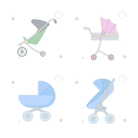baby carriage vector flat illustration on white backgroundのイラスト素材