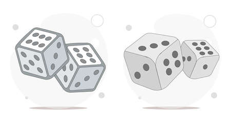 dice cubes vector flat illustration on white background. playing dicesのイラスト素材