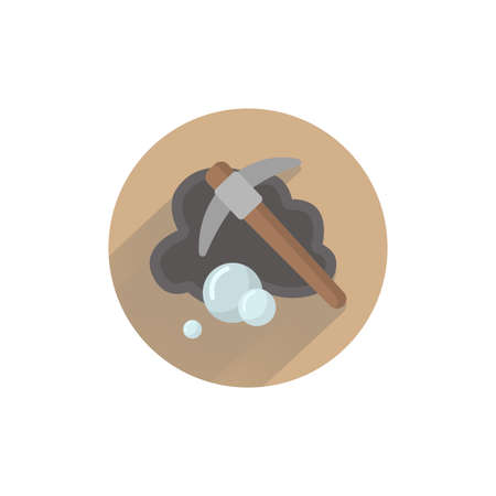 Mining Hammer colorful flat icon with long shadow. Mining flat icon