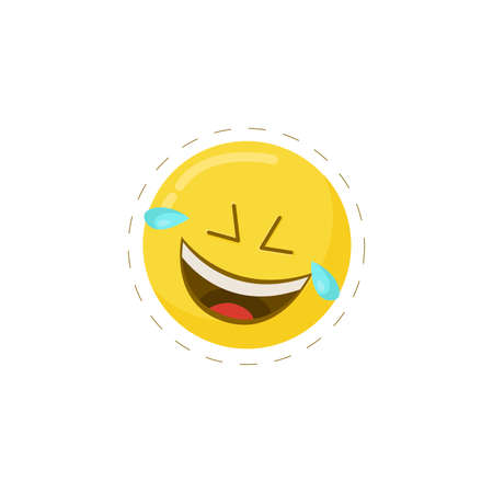 laughing emoticon colorful flat vector iconのイラスト素材