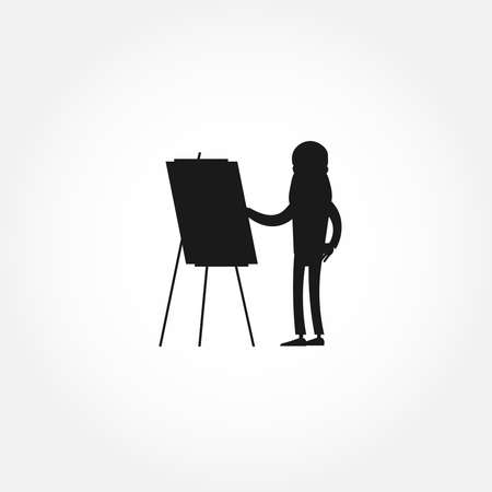 Woman Painting silhouette icon design elementのイラスト素材