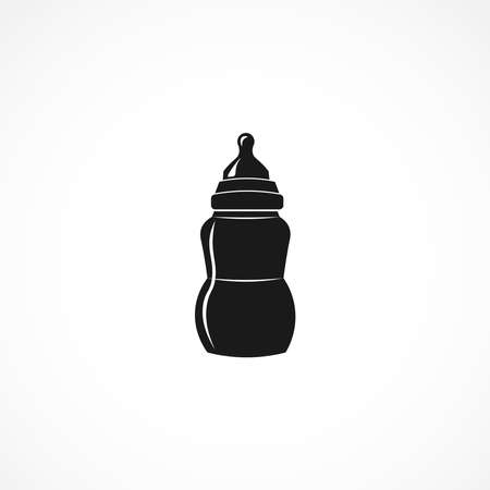 Baby milk bottle icon. Feeding bottle with soother icon. isolated vector elementのイラスト素材