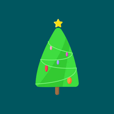 christmas tree isolated vector flat illustration. design elementのイラスト素材