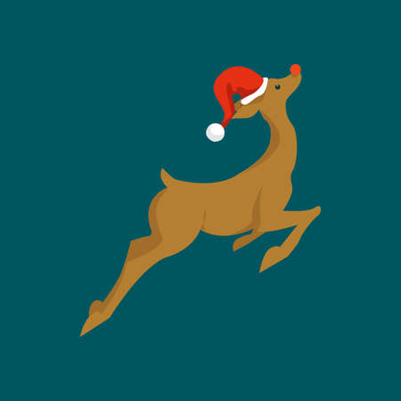 christmas santa deer isolated vector flat illustration. design elementのイラスト素材