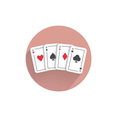 playing cards aces colorful flat icon with long shadow. aces flat icon